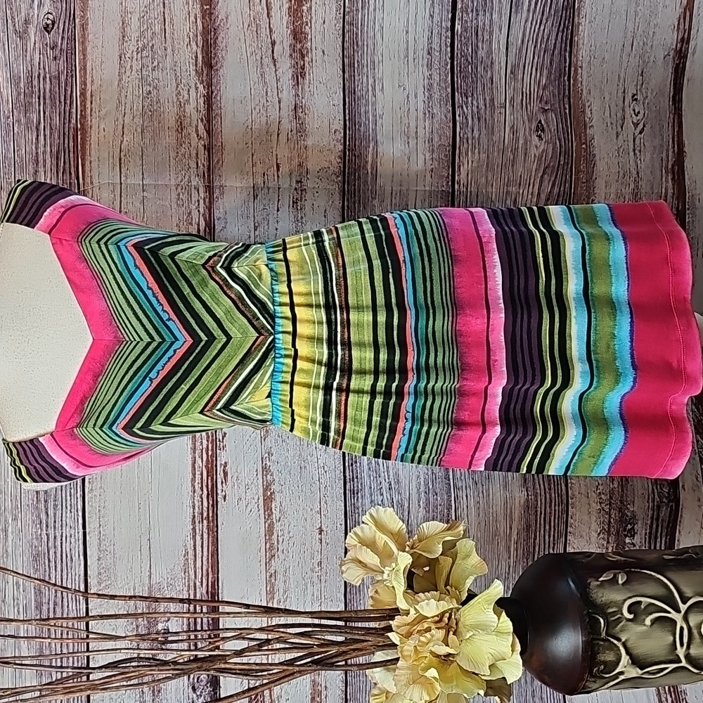 NY COLLECTION COLORFUL BOHEMEIN FESTIVAL SWEETHEART NECKLINE PULLOVER DRESS - Picture 2 of 8